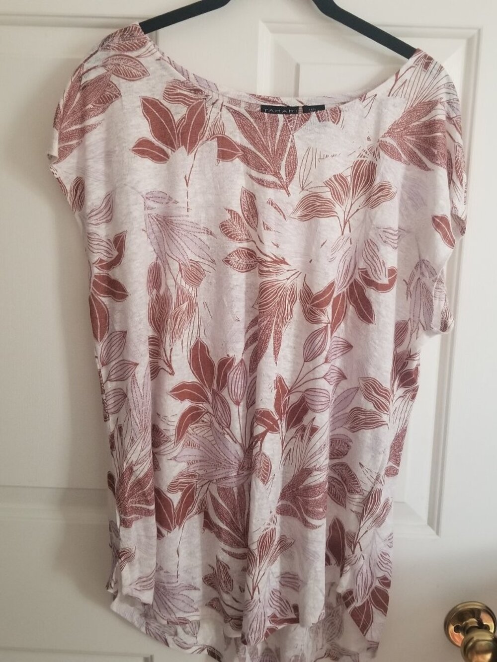 TAHARI 100% LINEN sheer top XL